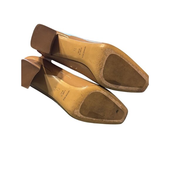 INEZ Frida Patent Leather Block Heels Tan Spanish 7M - Picture 5 of 5